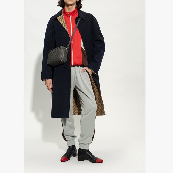 GUCCI MENS BOOTS DARK BLUE LEATHER RED LIZARD TOE ANKLE BOOTIES sz 11 11.5 - Picture 2 of 16